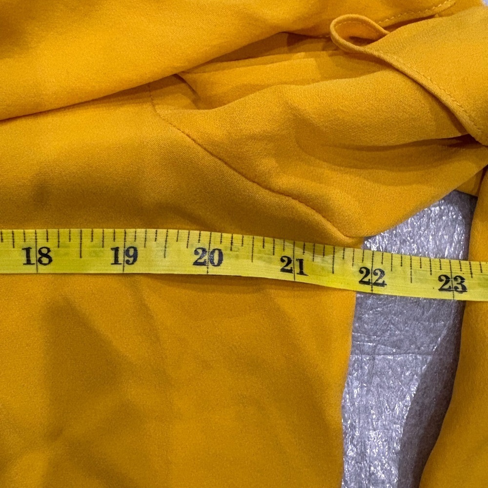 [XL]Kobi Halperin Ryann Ruffle Bell Sleeve Silk Blouse Yellow - Picture 6 of 8